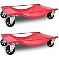 vidaXL 2x Carretillas de Transporte de Coches 4 Ruedas Giratorias Rojo Carrito